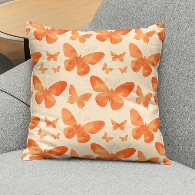 Orange Watercolor Butterflies  Cushion (Creator Uploaded)