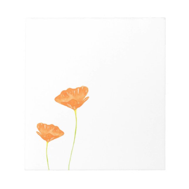 Orange Watercolor California Poppies Notepad (Front)