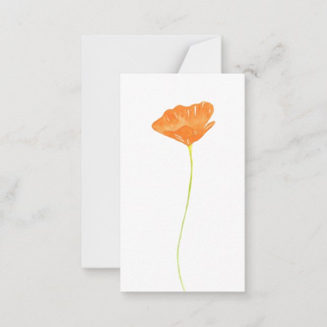 Orange Watercolor California Poppy Card (Front)