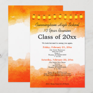 Orange Watercolor Class Reunion Template