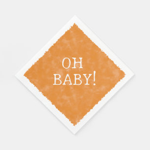 Orange Watercolor Custom Text Baby Shower Oh Baby Napkin