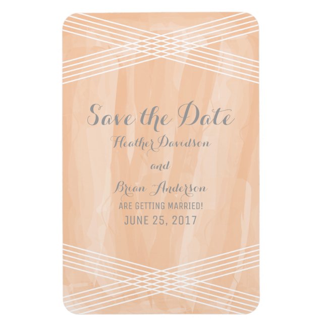 Orange Watercolor Deco Save the Date Magnet (Vertical)