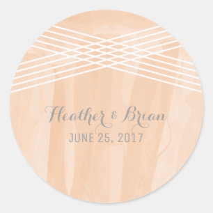 Orange Watercolor Deco Wedding Classic Round Sticker