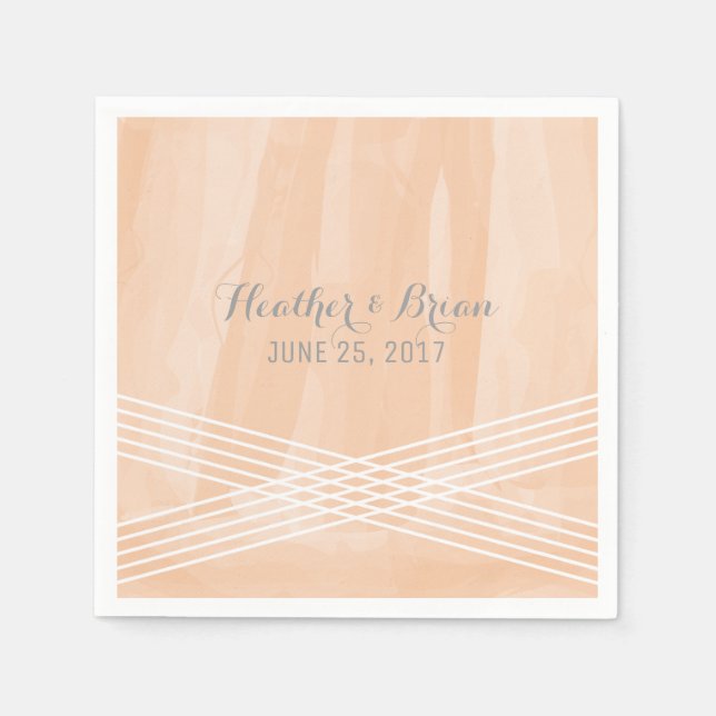 Orange Watercolor Deco Wedding Napkin (Front)