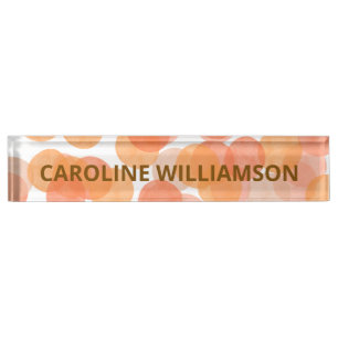 Orange Watercolor Dots Modern Custom Business Nameplate
