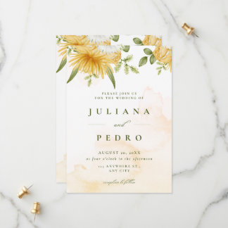 Orange Watercolor Elegant Floral Save the Date