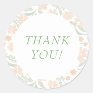 Orange Watercolor Elegant Thank You Sticker