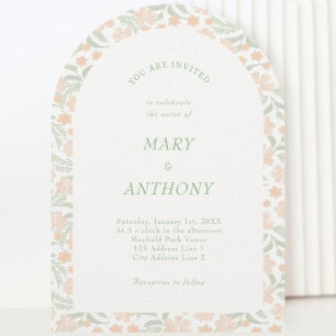 Orange Watercolor Floral Wedding Invitation