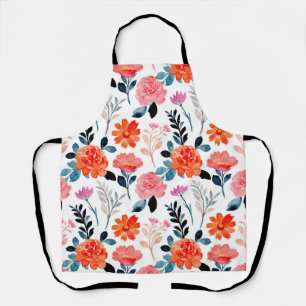 Orange Watercolor flowers Apron
