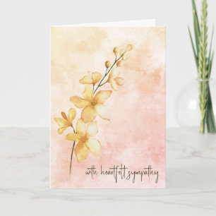 Orange Watercolor Flowers Sympathy Card