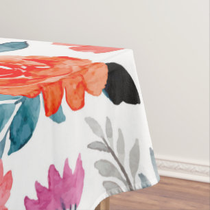Orange Watercolor flowers Tablecloth