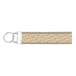 Orange watercolor flowers wrist keyring