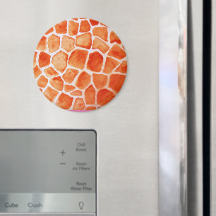 Orange Watercolor Giraffe Print Magnet