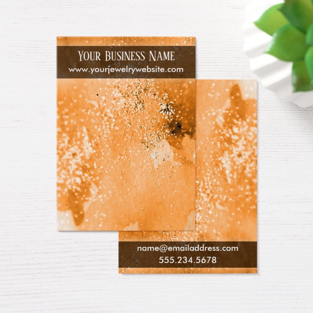Orange Watercolor Glitter Earring Holder Display (Desk)