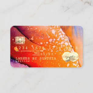 orange  watercolor ink warm colour Credit Card