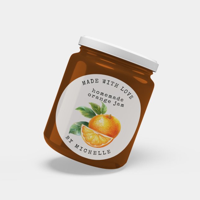 Orange Watercolor Jam Label Canning Sticker (Creator Uploaded)