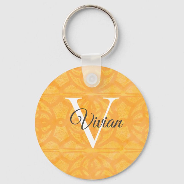 Orange Watercolor Key Ring (Front)
