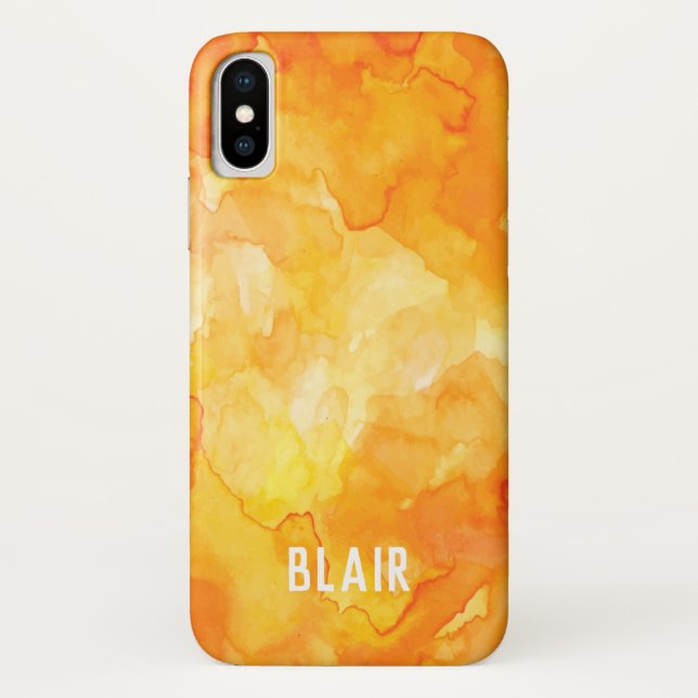 Orange Watercolor Mashup Apple iPhone X Case (Back)