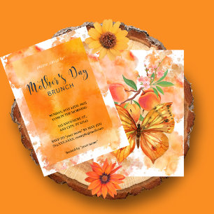 Orange Watercolor Mother's Day Brunch Invitation