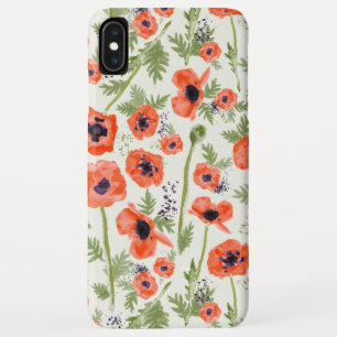 Orange Watercolor Painted Poppy Floral Pattern Case-Mate iPhone Case