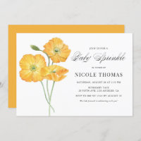 Orange Watercolor Poppies Floral Baby Sprinkle