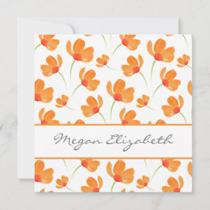Orange Watercolor Poppies Pattern Card