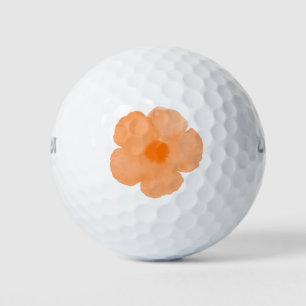 Orange Watercolor Poppy 3 Golf Balls