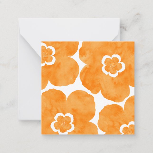 Orange Watercolor Poppy  Card (Front)