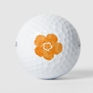 Orange Watercolor Poppy Golf Balls