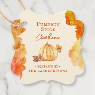 Orange Watercolor Pumpkin Spice  Favour Tags