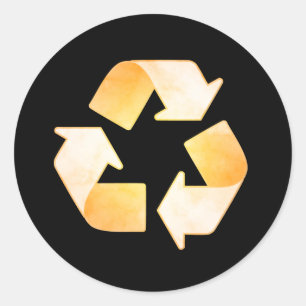 Orange Watercolor Recycling Symbol Sticker