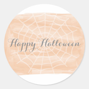 Orange Watercolor Spider Web Halloween Stickers