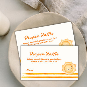 Orange Watercolor Sun Diaper Raffle Baby Shower Enclosure Card