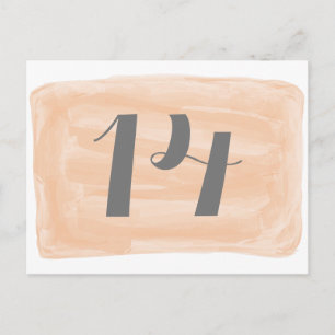 Orange Watercolor Table Number Postcard