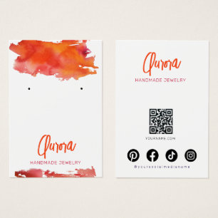 Orange Watercolor Wash Modern Jewelry Display Card