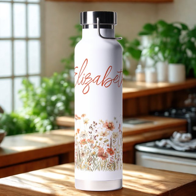 Orange Watercolor Wildflower Water Bottle (Creator Uploaded)
