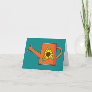 Orange Watering Can with Sunflower   Add Text Thank You Card