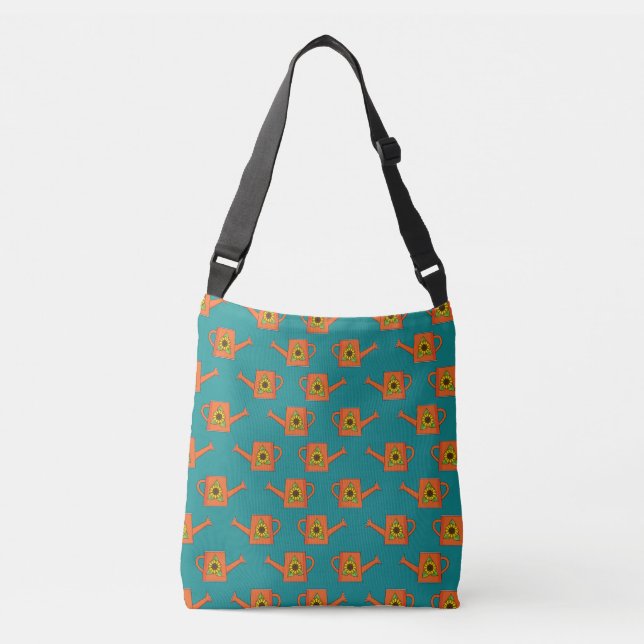 Orange Watering Can with Sunflower Crossbody Bag (Front)