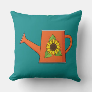 Orange Watering Can with Sunflower Cushion
