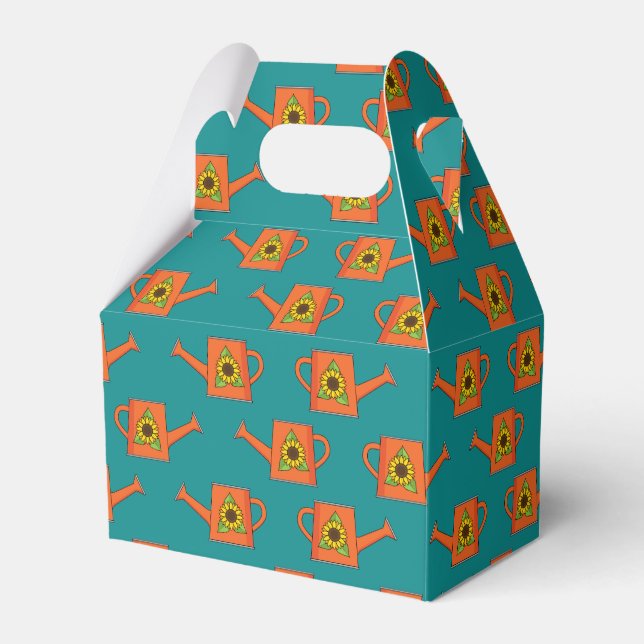 Orange Watering Can with Sunflower Favour Box (Front Side)