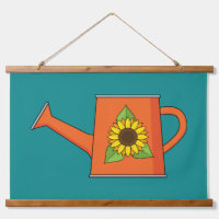 Orange Watering Can with Sunflower