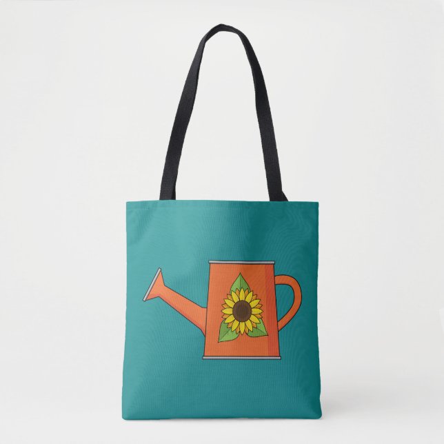 Orange Watering Can with Sunflower Tote Bag (Front)