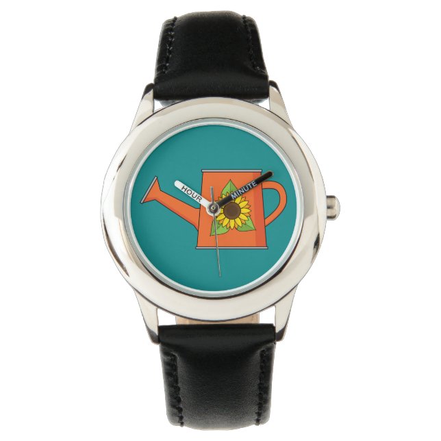 Orange Watering Can with Sunflower Watch (Front)