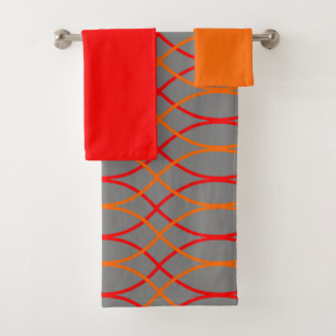 Orange Waves  Bath Towel Set