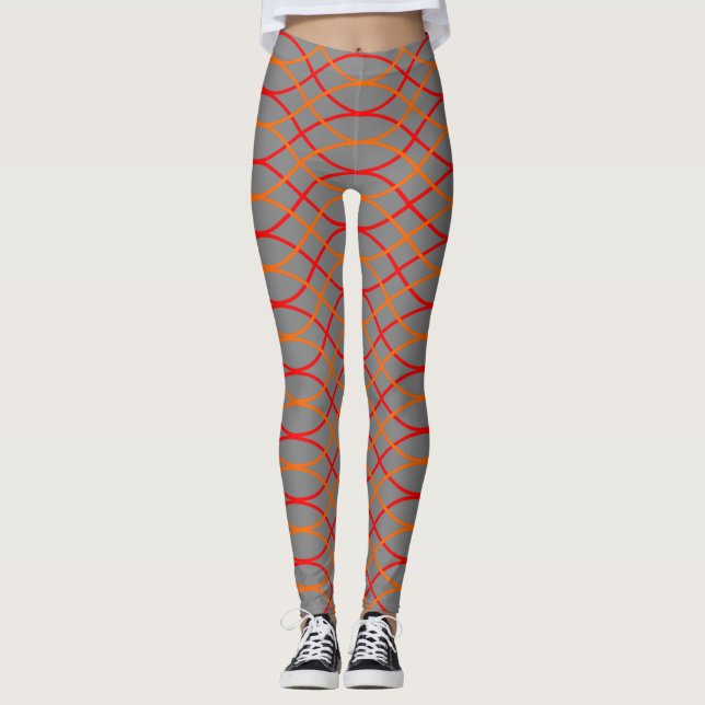 Orange Waves  Leggings (Front)