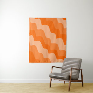 Orange wavy ocean waves gradient tapestry