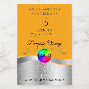 Orange Wavy Silver Logo and Monogram Product Label