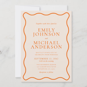 Orange Wavy Wedding Invitation