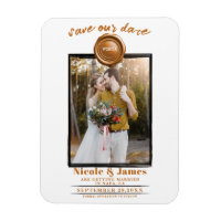 Orange Wax Seal Photo Wedding Save the Date