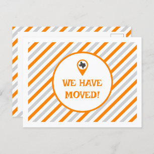 Orange We Have Moved Striped Moving  Postcard
